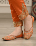 Elegant Orange Embroidered Khussa
