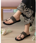 Classic Black & Gold Zig-Zag Chappal