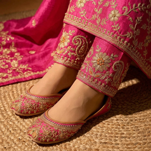 Bridal Hot Pink Khussa